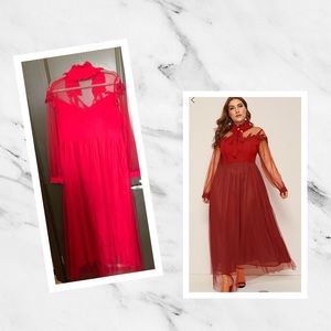 Appliques Detail Mesh Overlay Dress